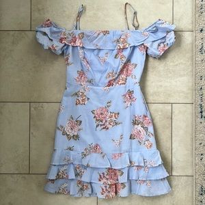 Women’s off the shoulder sundress, cute and flirty floral pattern